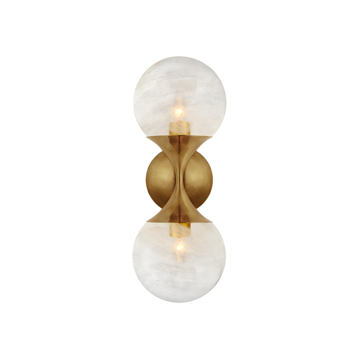 Cristol Small Double Sconce with White Glass