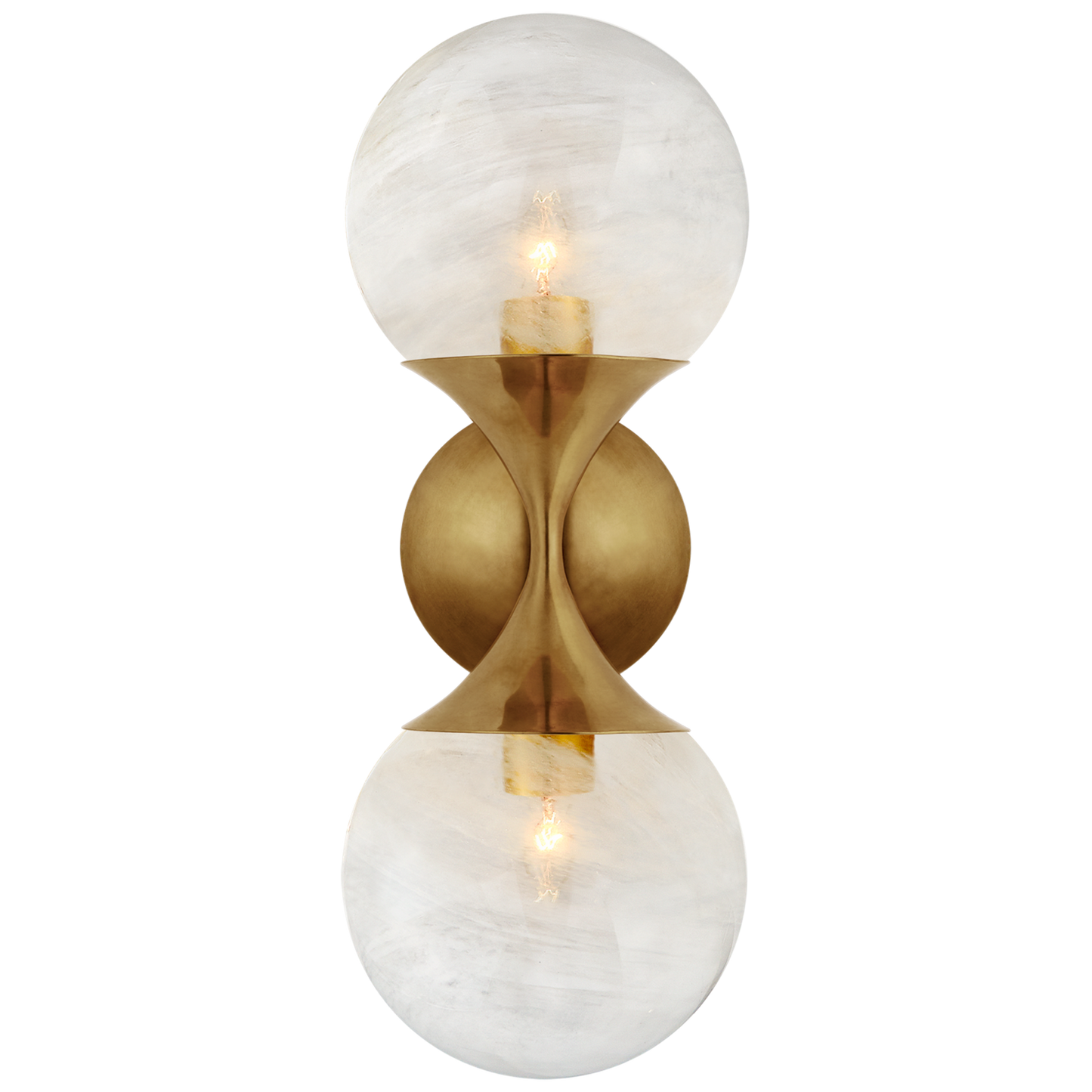 Cristol Small Double Sconce with White Glass