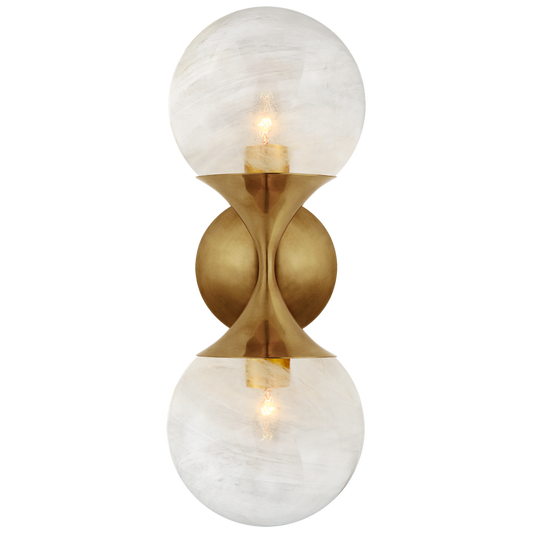 Cristol Small Double Sconce with White Glass