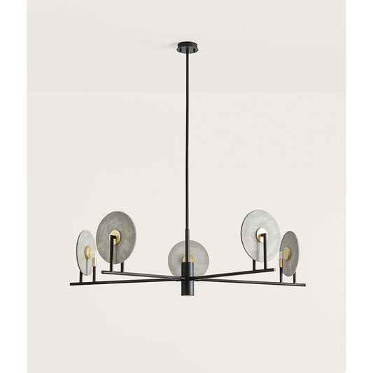 Erto 5-Light Chandelier Matt Black with Brass Details