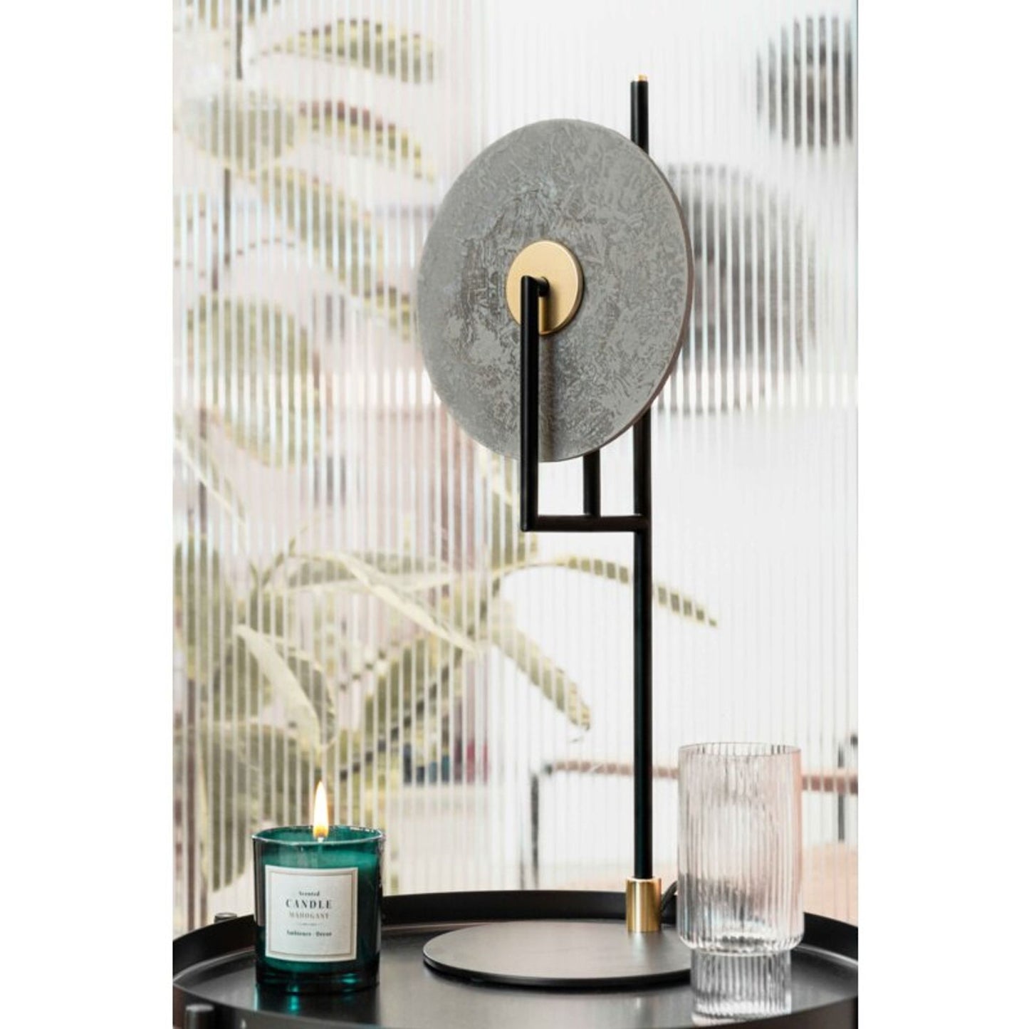 Erto Table Lamp Matt Black with Brass Details