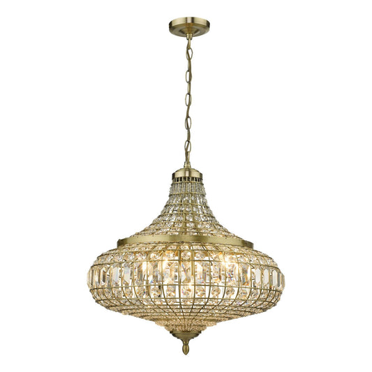 Asmara 6-Light Pendant Antique Brass with Crystal