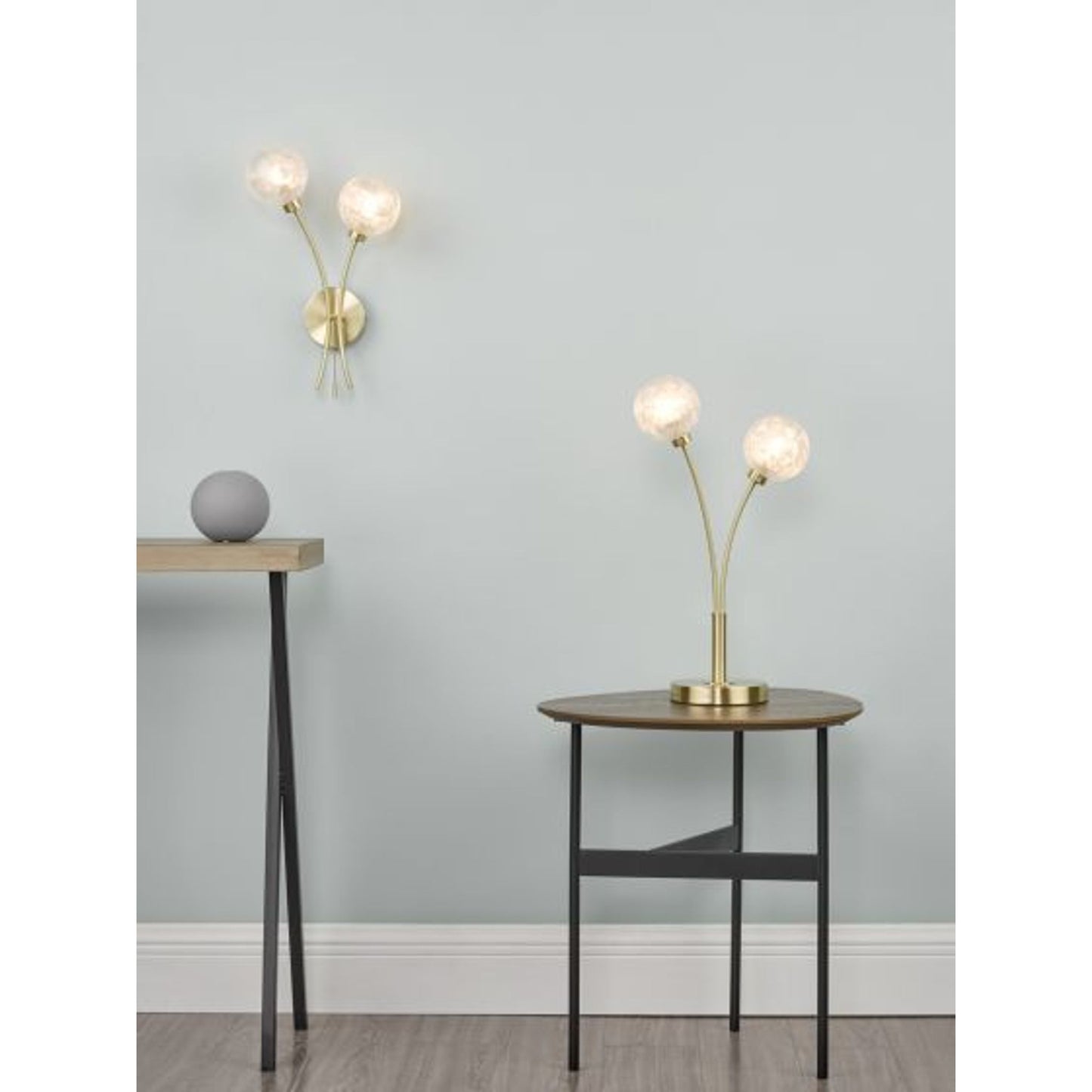 Avari 2-Light Table Lamp Satin Brass