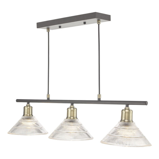 Boyd 3-Light Bar Pendant Antique Brass with Glass Shade