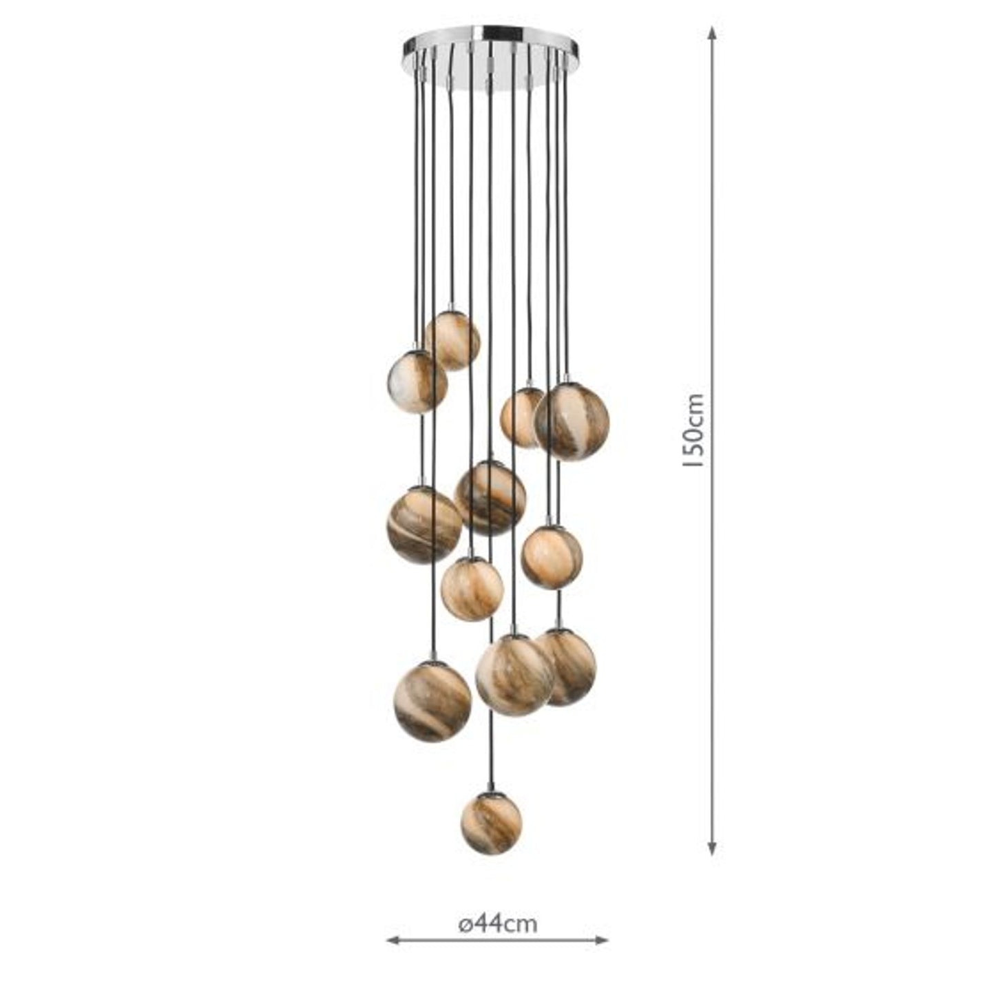 Mikara 12-Light Cluster Pendant Polished Chrome 1.5M