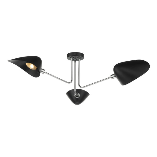 Sebastian 3-Light Semi Flush Matt Black & Polished Chrome