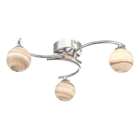 Atiya 3-Light Semi-Flush with Planet Style Glass