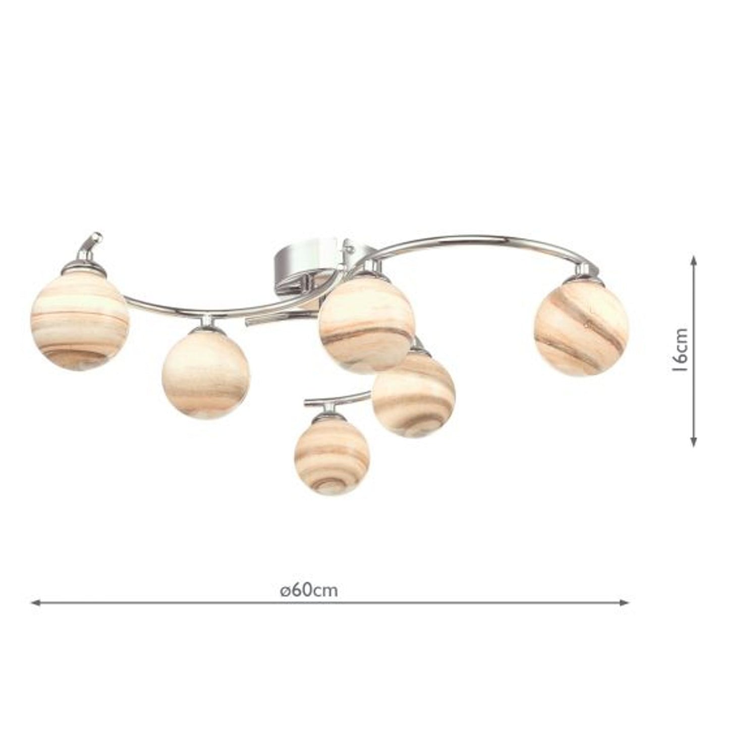 Atiya 6-Light Semi-Flush with Planet Style Glass