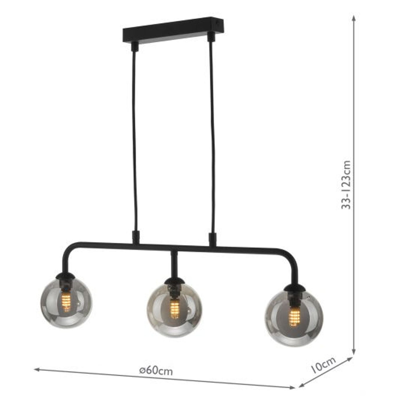 Feya 3-Light Bar Pendant Matt Black