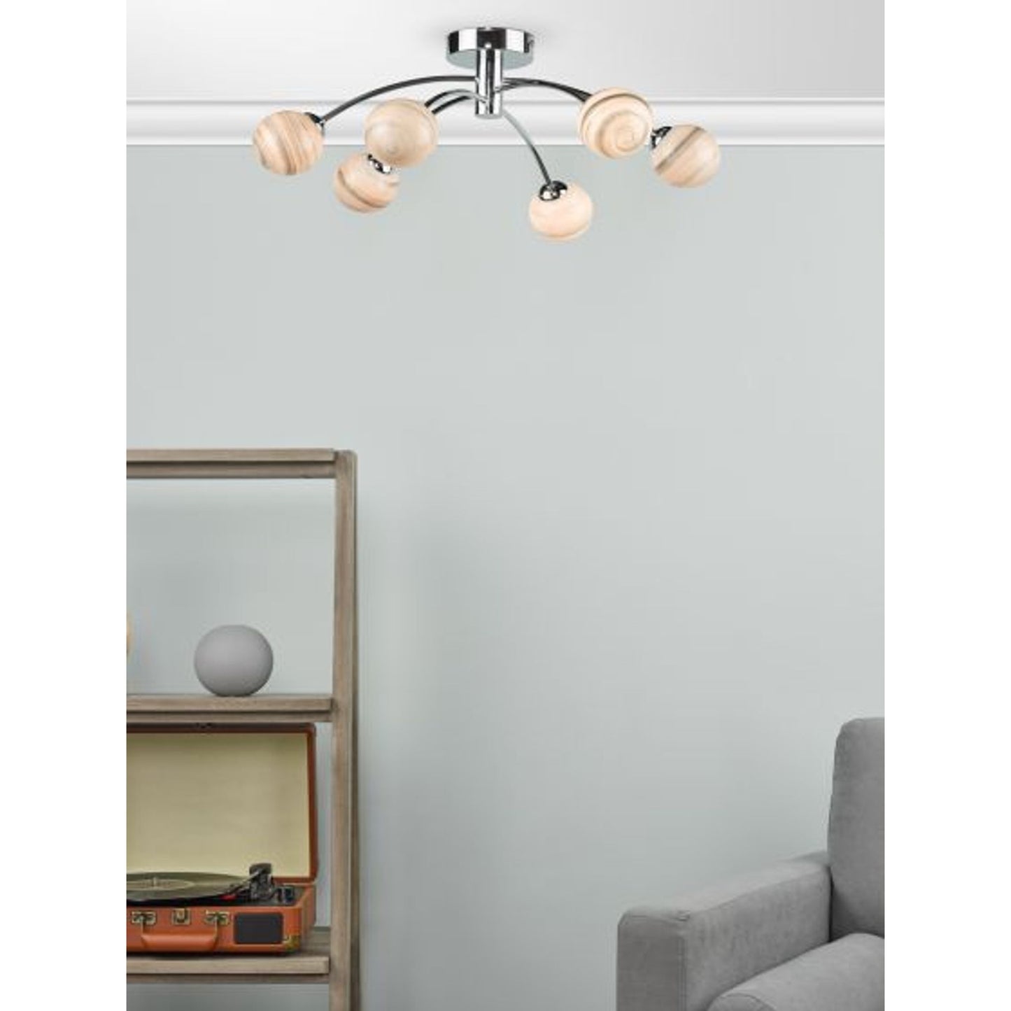 Izzy 6-Light Semi Flush Polished Chrome