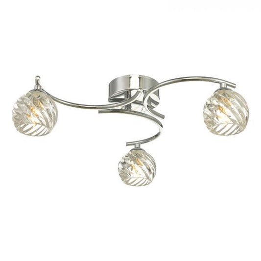 Nakita 3-Light Twisted Glass Semi Flush