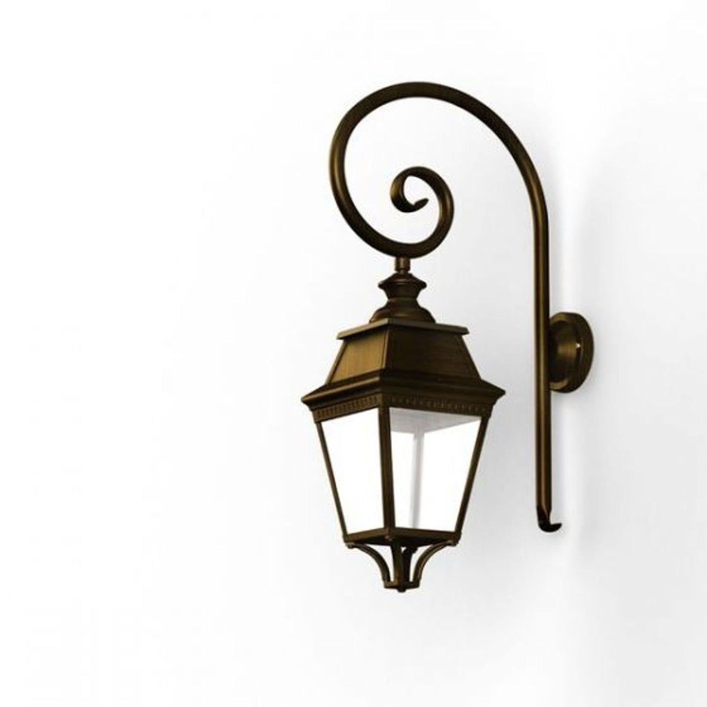 Avenue 3 Clear Glass Swan Neck Wall Bracket with Four-Sided Lantern