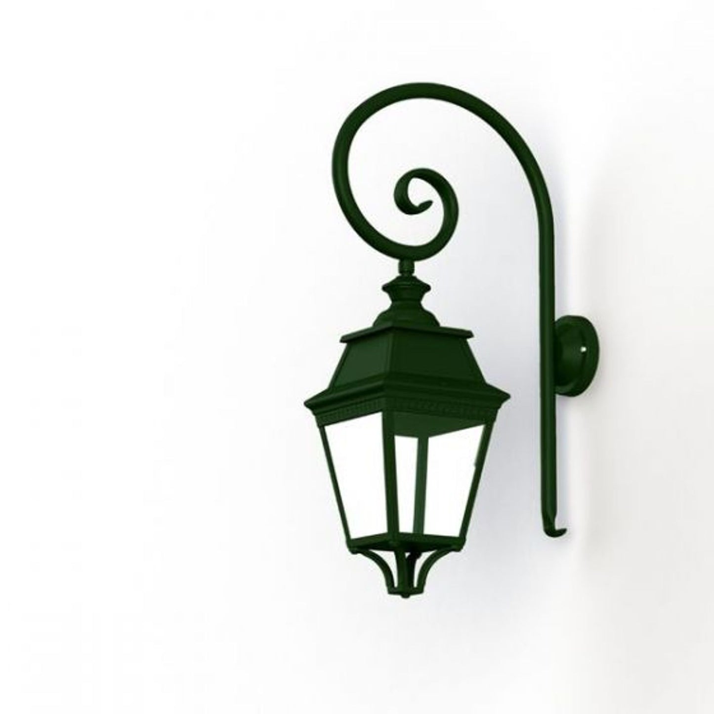 Avenue 3 Clear Glass Swan Neck Wall Bracket with Four-Sided Lantern