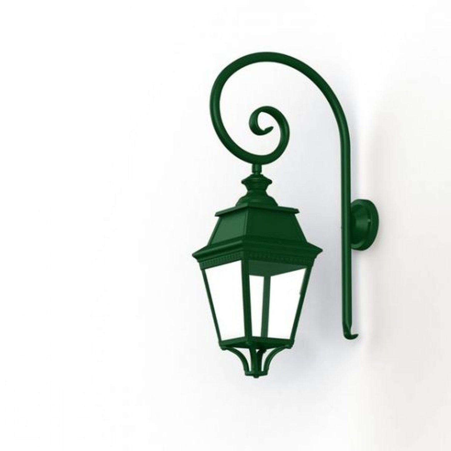 Avenue 3 Clear Glass Swan Neck Wall Bracket with Four-Sided Lantern