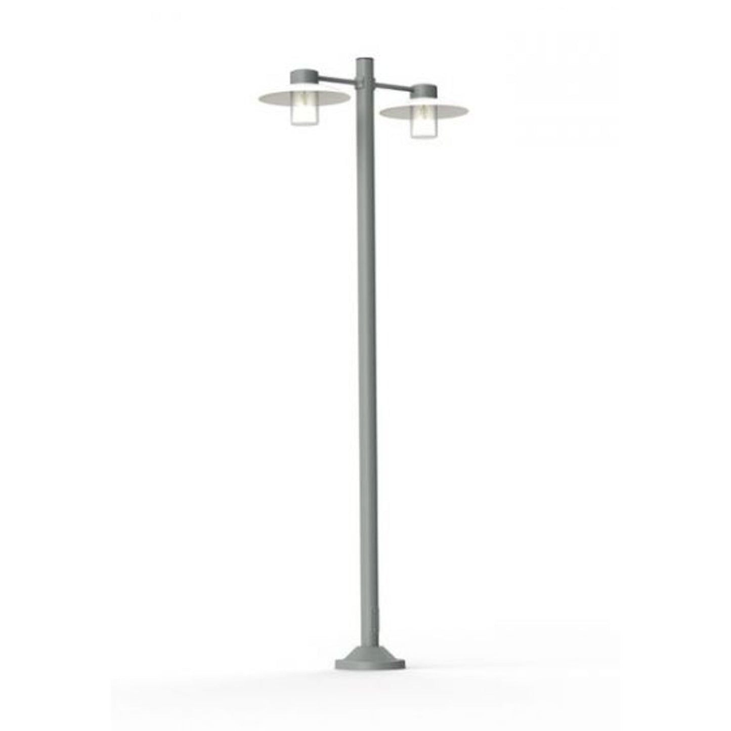 Aubanne Large Double Arm Frosted Glass Lamp Post with Opal Polycarbonate Reflector