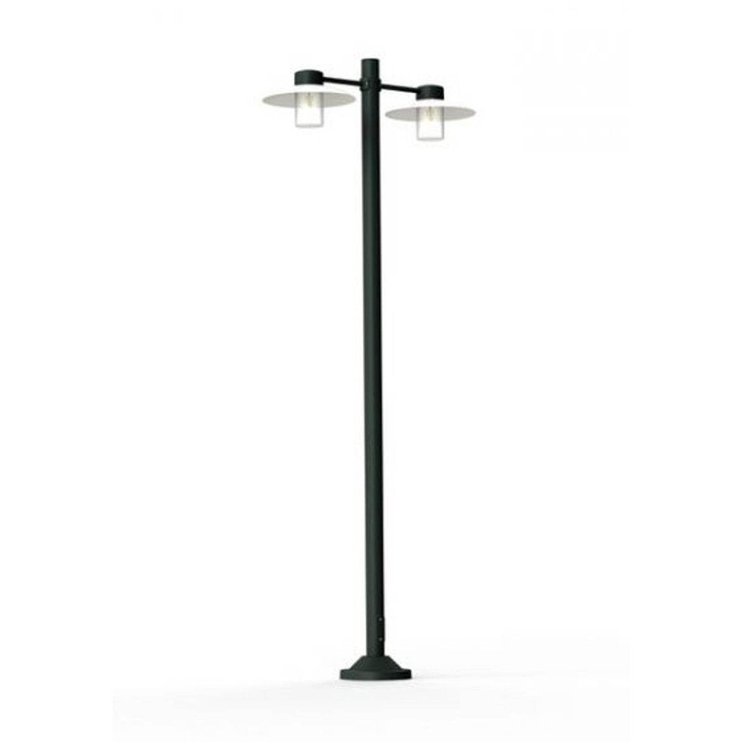 Aubanne Large Double Arm Frosted Glass Lamp Post with Opal Polycarbonate Reflector