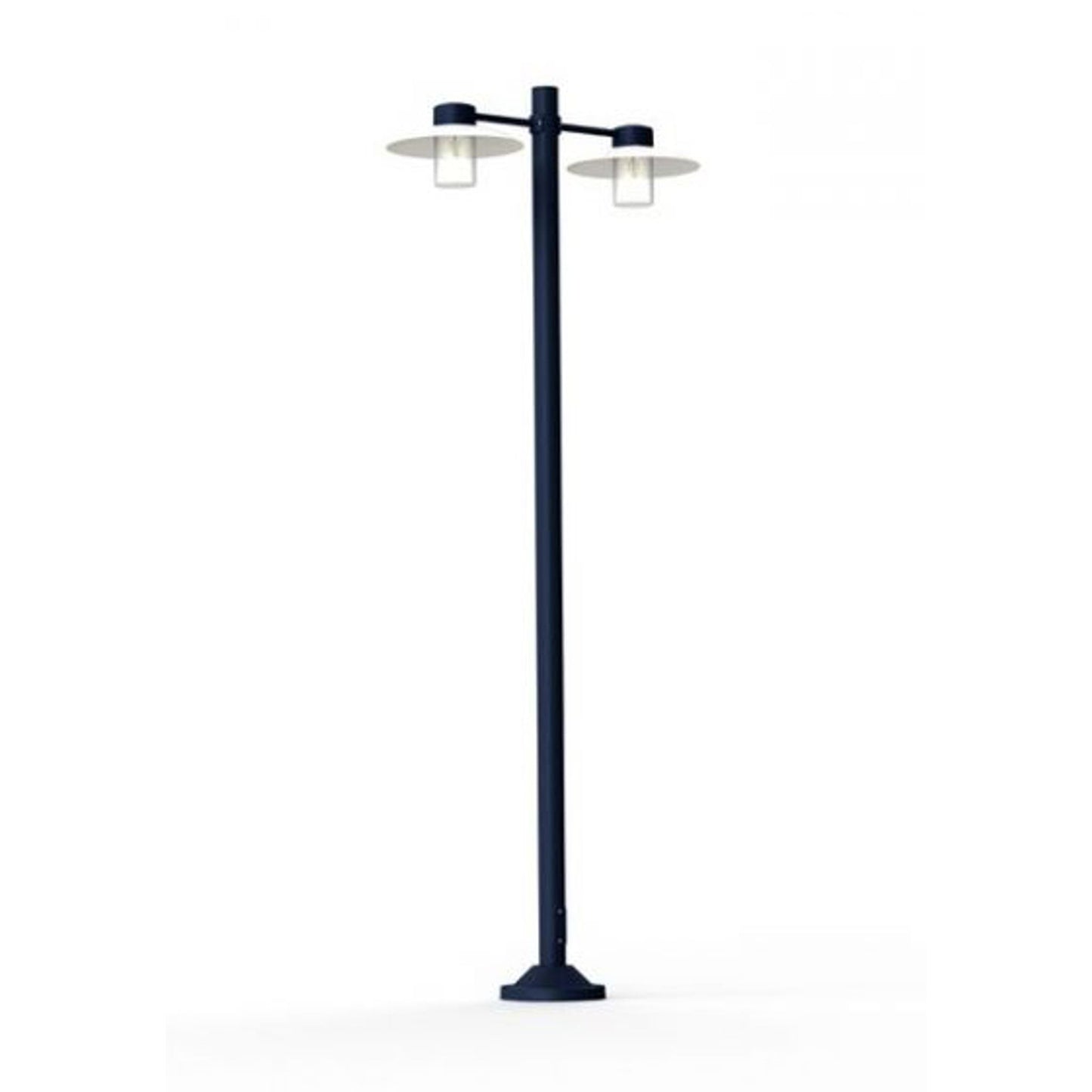 Aubanne Large Double Arm Frosted Glass Lamp Post with Opal Polycarbonate Reflector