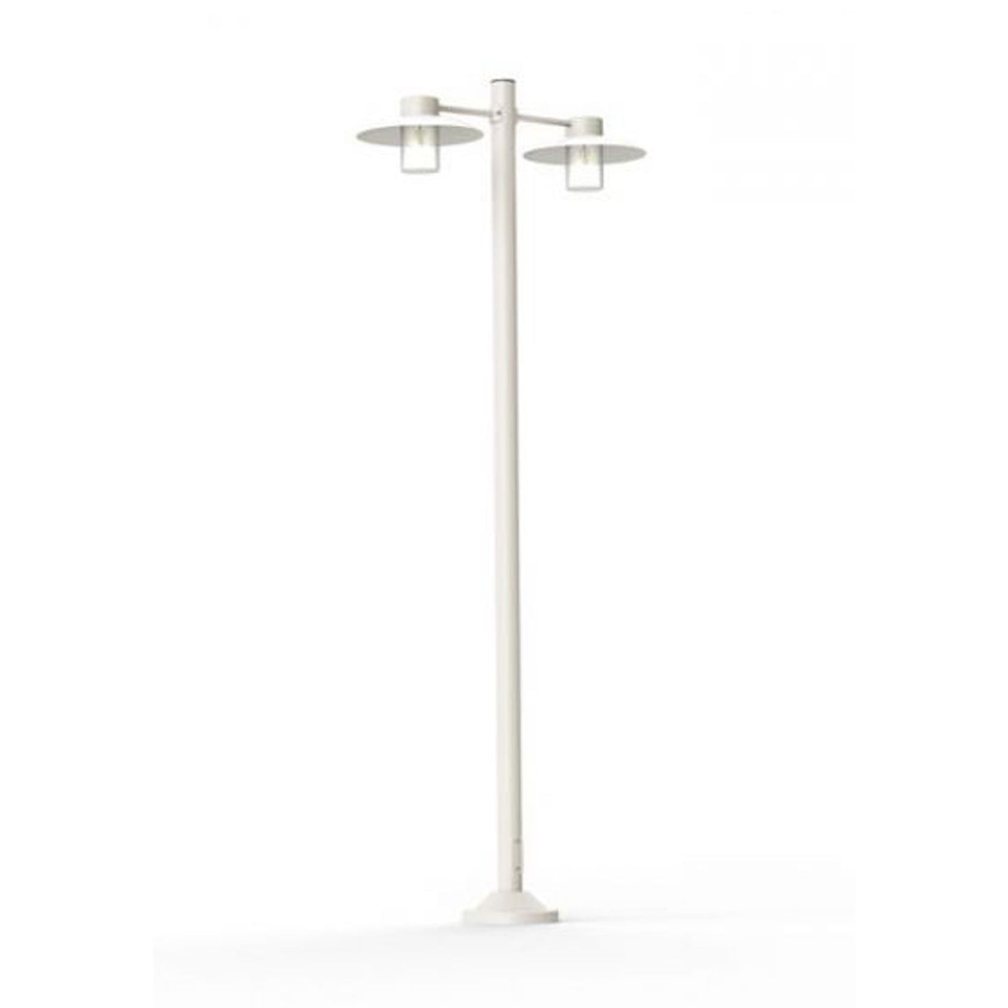 Aubanne Large Double Arm Frosted Glass Lamp Post with Opal Polycarbonate Reflector