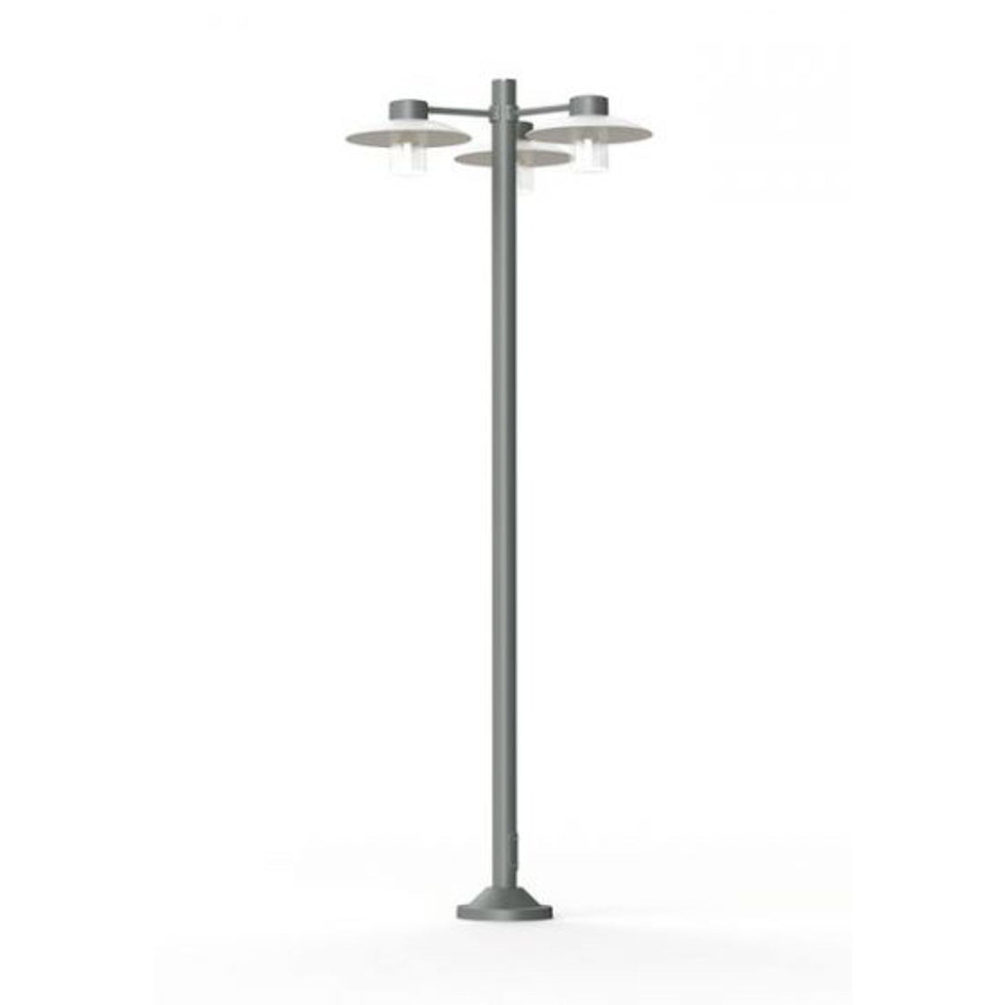 Aubanne Large Three-Arm Frosted Glass Lamp Post with Opal Polycarbonate Reflector