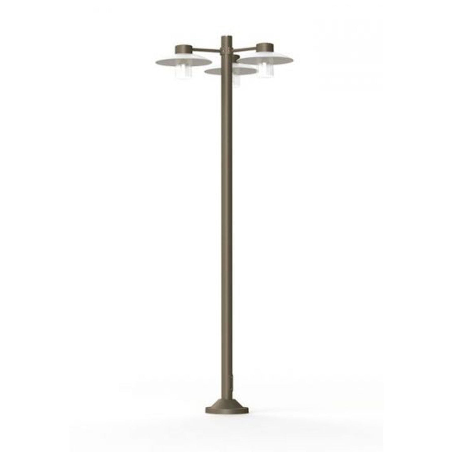 Aubanne Large Three-Arm Frosted Glass Lamp Post with Opal Polycarbonate Reflector