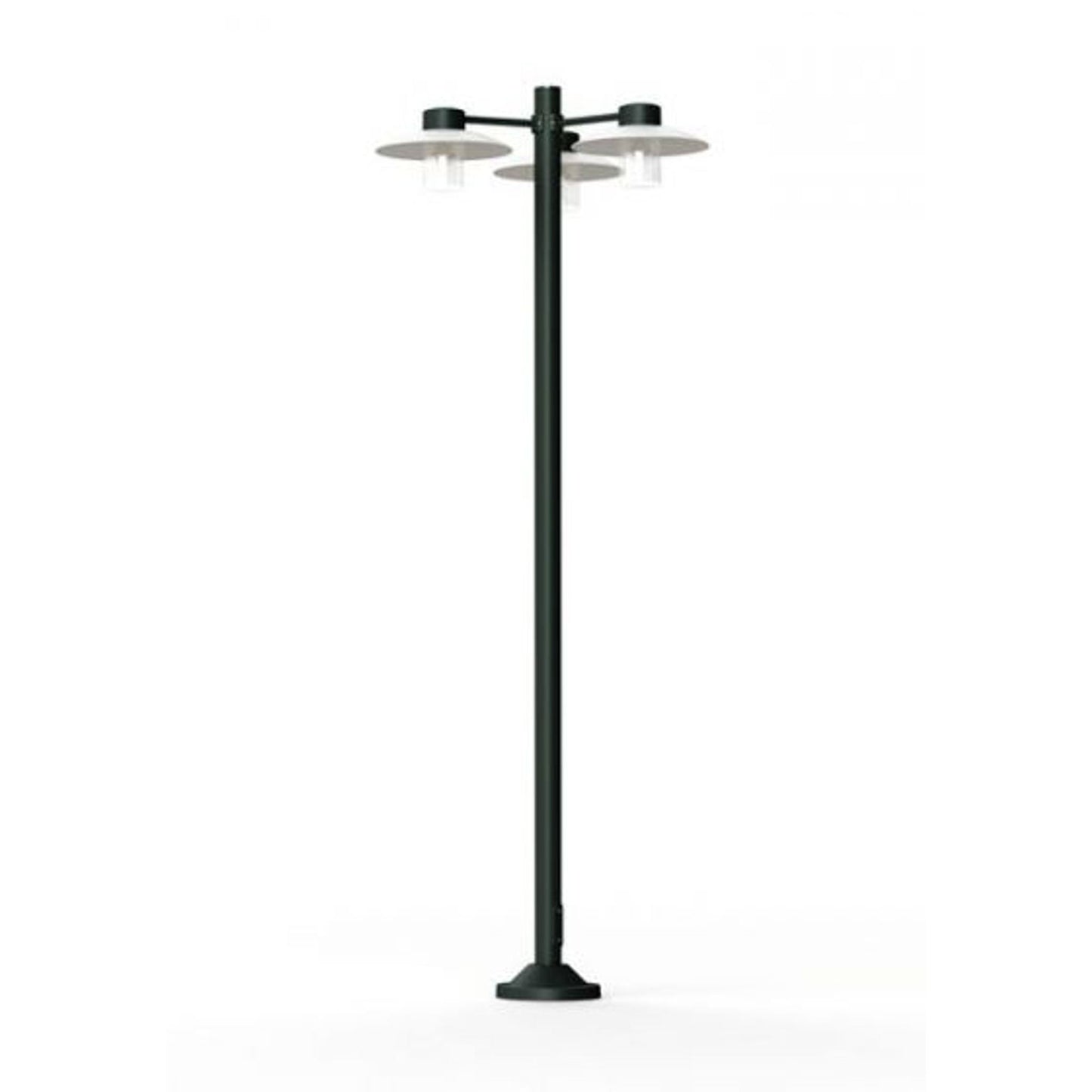 Aubanne Large Three-Arm Frosted Glass Lamp Post with Opal Polycarbonate Reflector