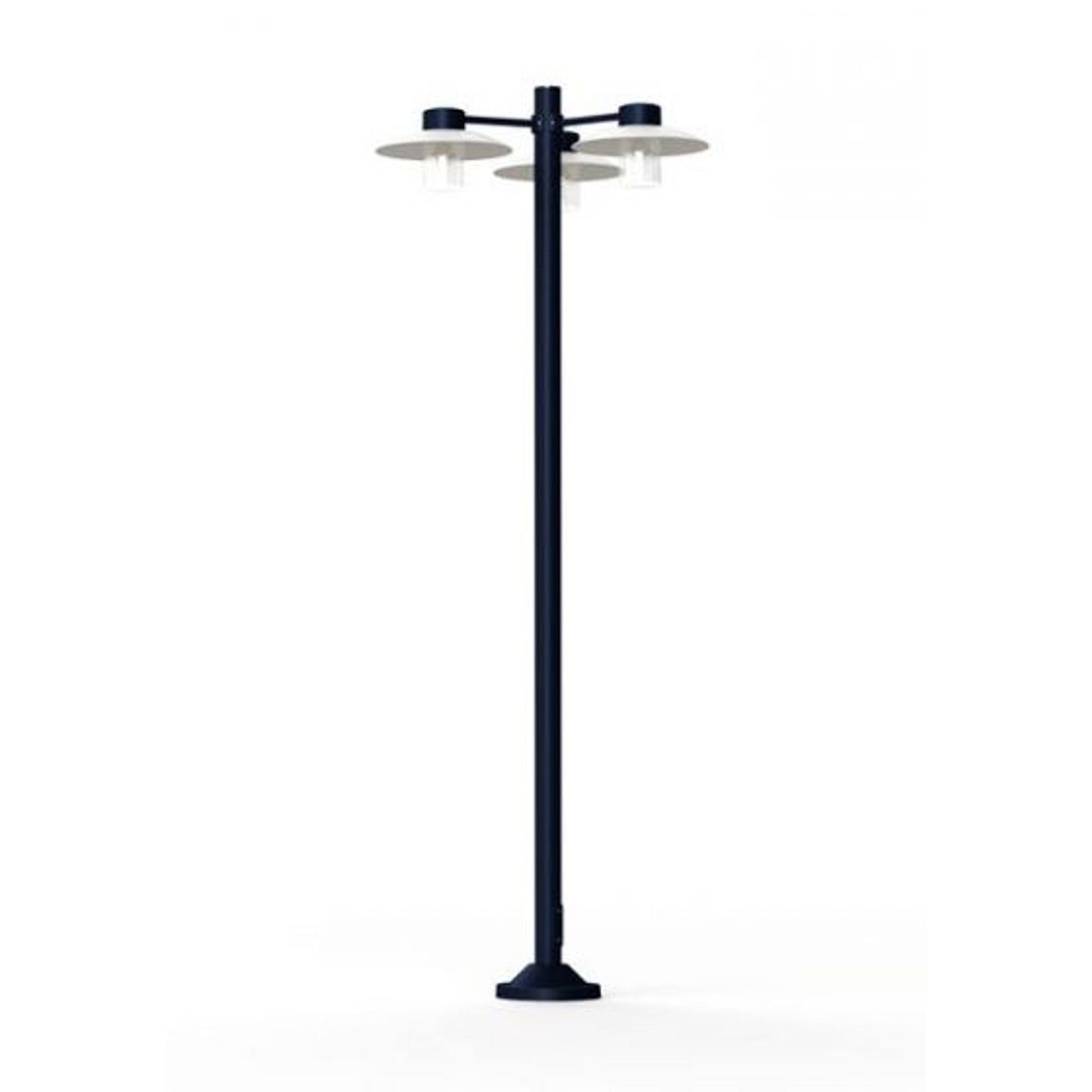 Aubanne Large Three-Arm Frosted Glass Lamp Post with Opal Polycarbonate Reflector