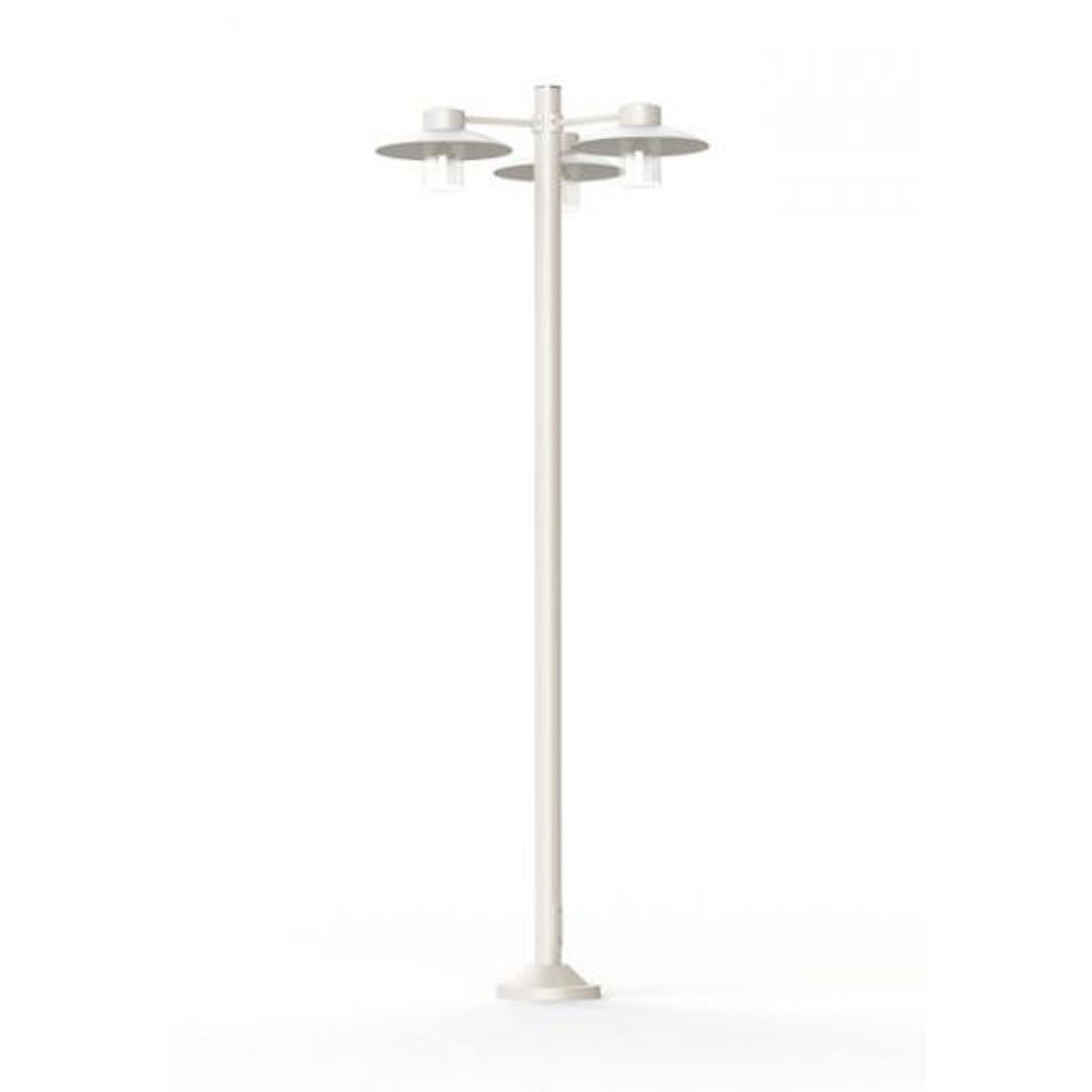 Aubanne Large Three-Arm Frosted Glass Lamp Post with Opal Polycarbonate Reflector