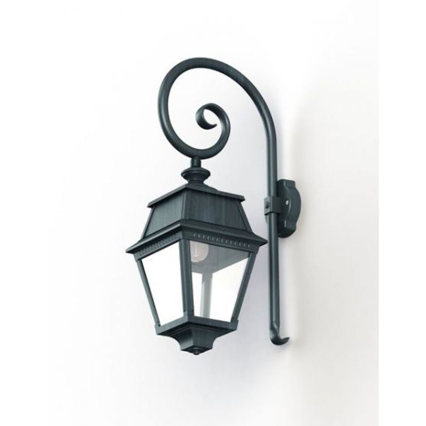 Avenue 2 Clear Glass Swan Neck Wall Bracket with Four-Sided Lantern