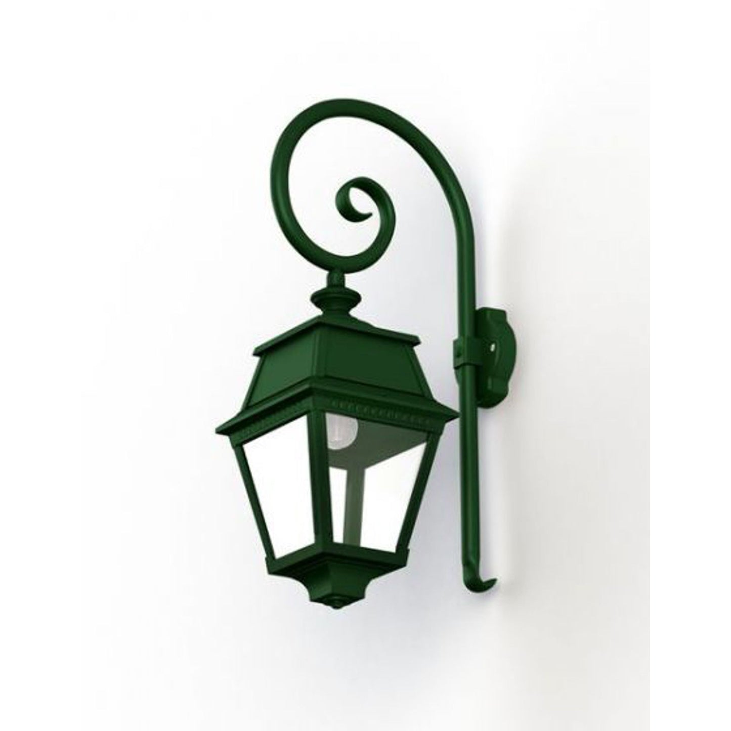 Avenue 2 Clear Glass Swan Neck Wall Bracket with Four-Sided Lantern