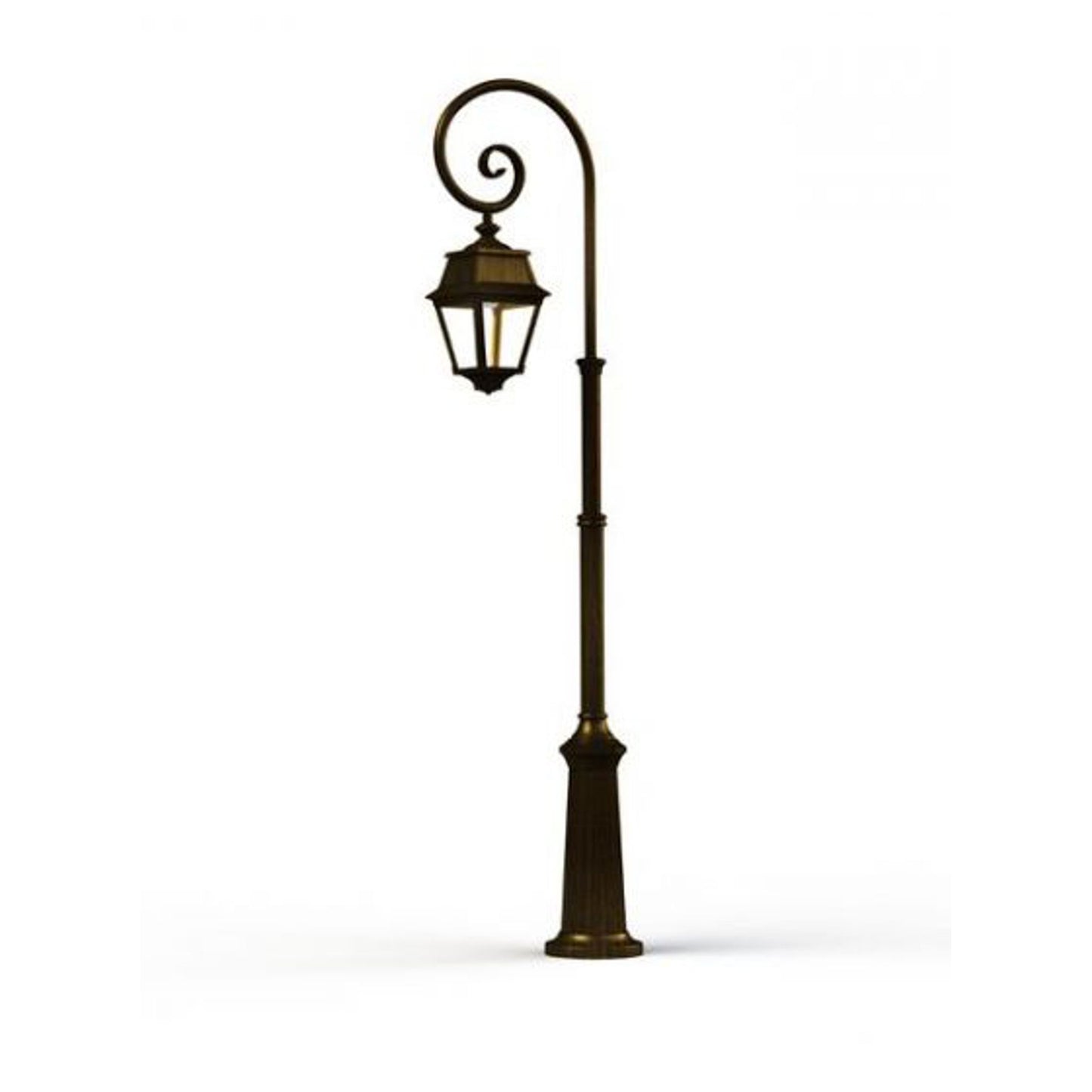 Avenue 2 Large Adjustable Clear Glass Swan Neck Lamp Post with Minimalist lines style lantern