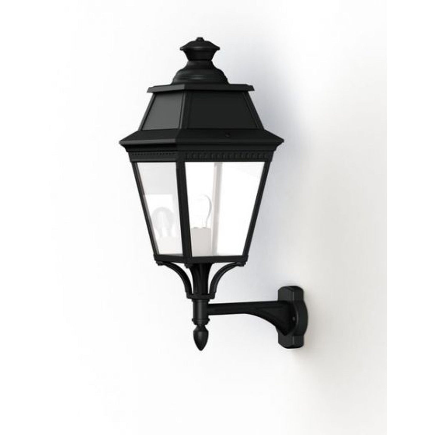 Avenue 3 Clear Glass Upwards Wall Bracket with Four-Sided Lantern