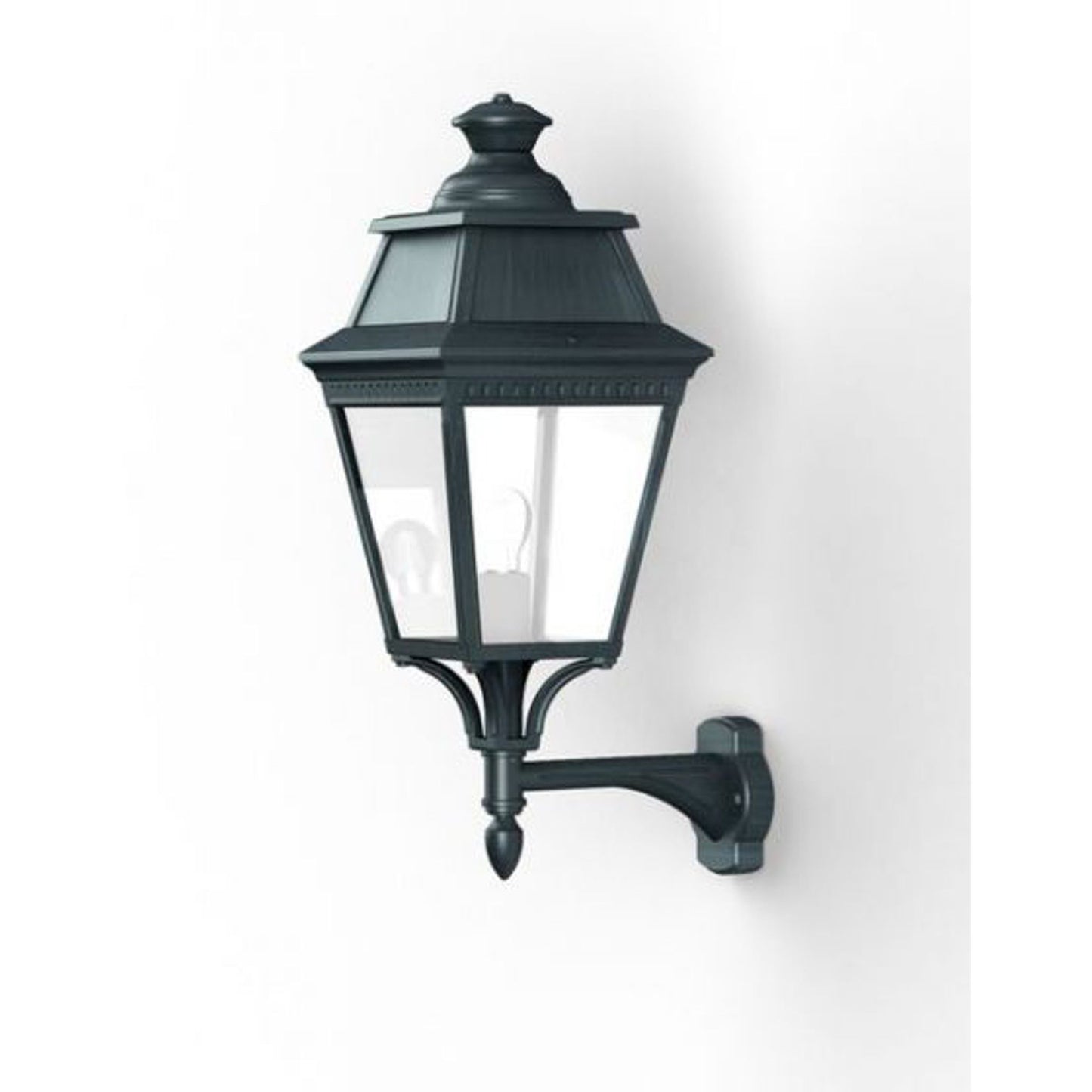 Avenue 3 Clear Glass Upwards Wall Bracket with Four-Sided Lantern