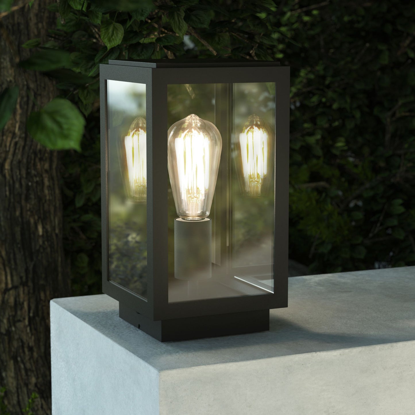 Homefield Outdoor LED Pedestal Textured Black