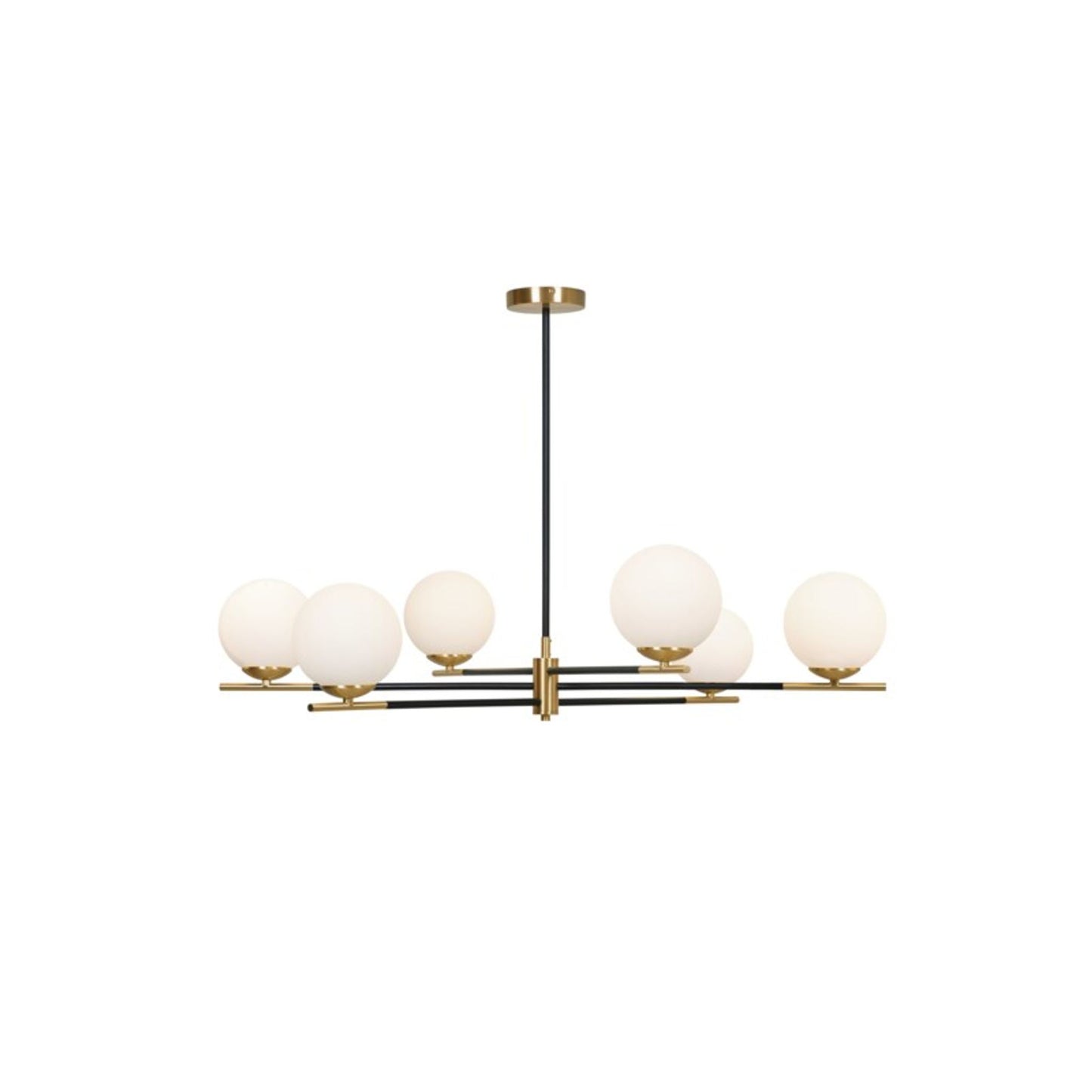 Harmony 6-Light Pendant Satin Brass with Opal Glass