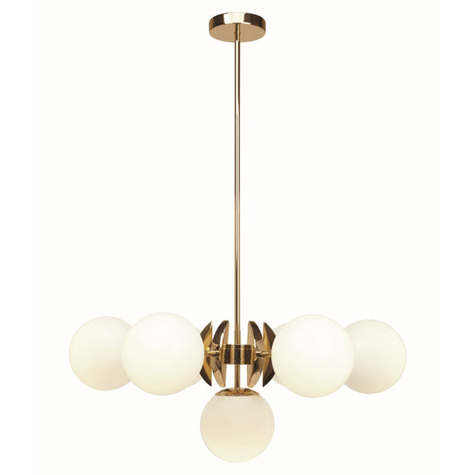 Sixty 6-Light Pendant with White Glass