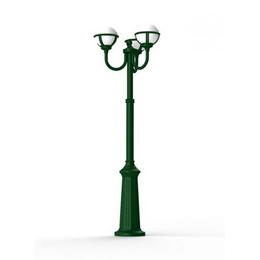 Boreal Model 9 Opal Glass Pole 3 Lanterns Street Lamp with Cast Aluminium