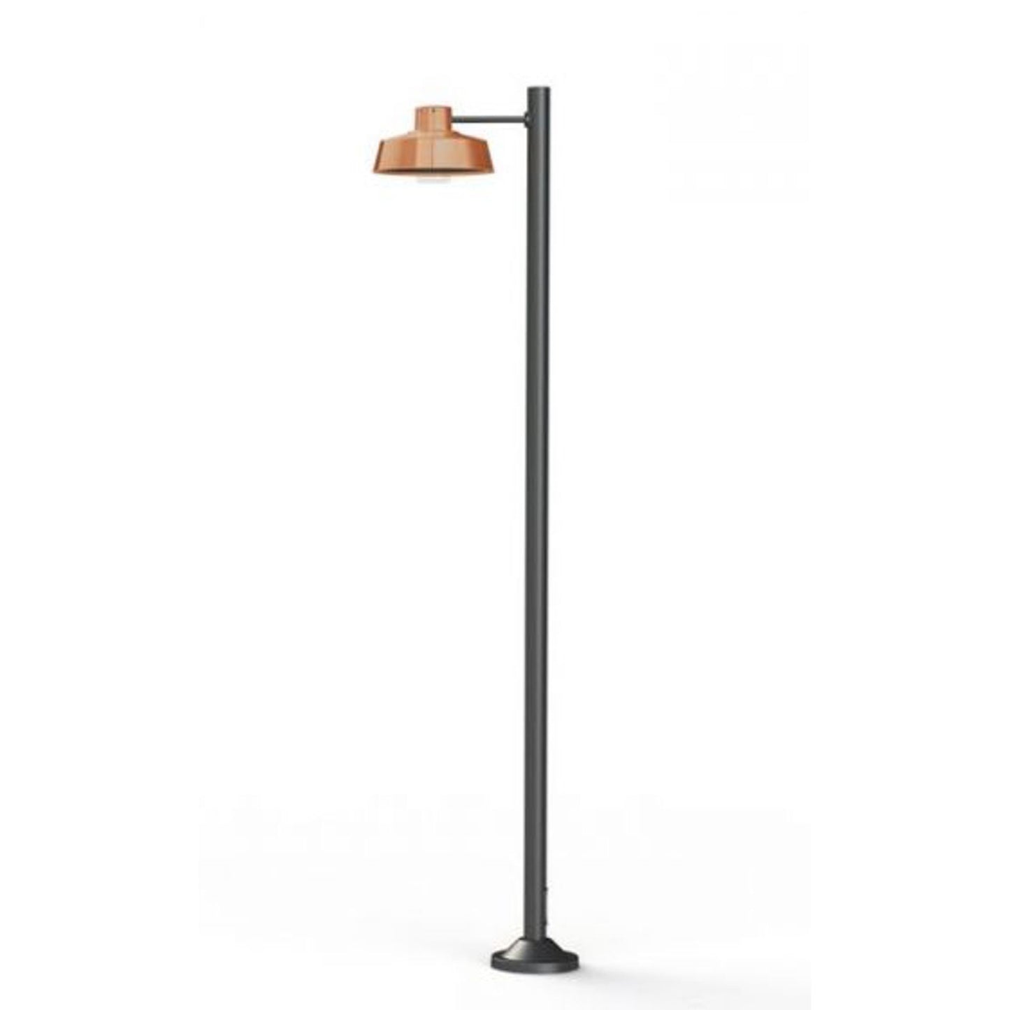 Faktory Model 5 Large Single Arm Clear Glass Lamp Post with Industrial Style Shade