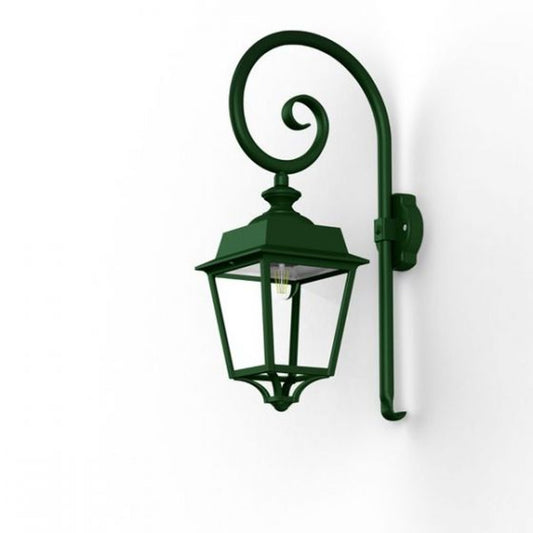 Place des Vosges 1 Evolution Model 5 Clear Glass Swan Neck E27 Wall Bracket with Four-Sided Lantern