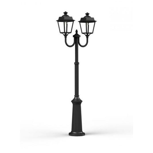 Place des Vosges 1 Evolution Extra-Large Double Arm Clear Glass Lamp Post with Minimalist lines style lantern