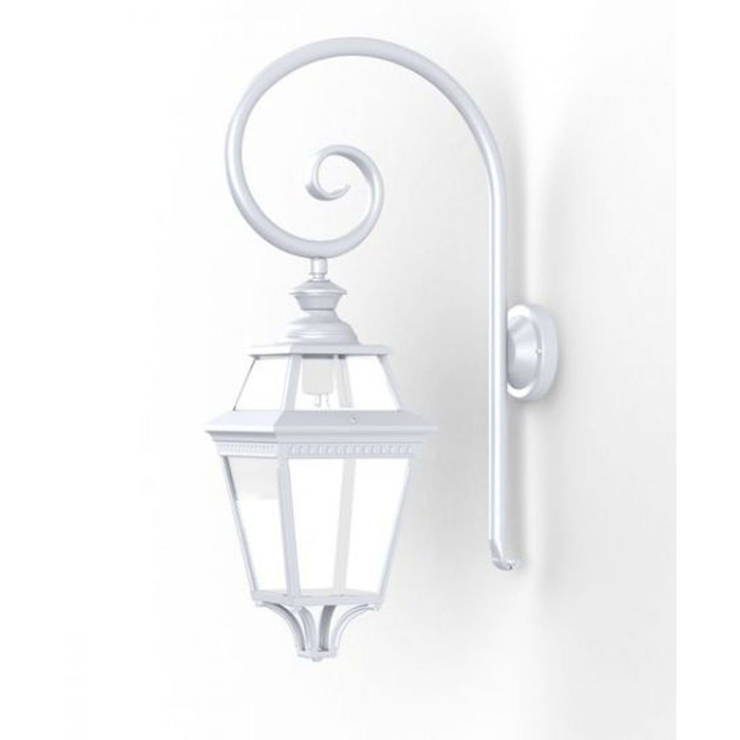 Place Des Vosges 3 Clear Glass Swan Neck Wall Bracket with Four-Sided Lantern