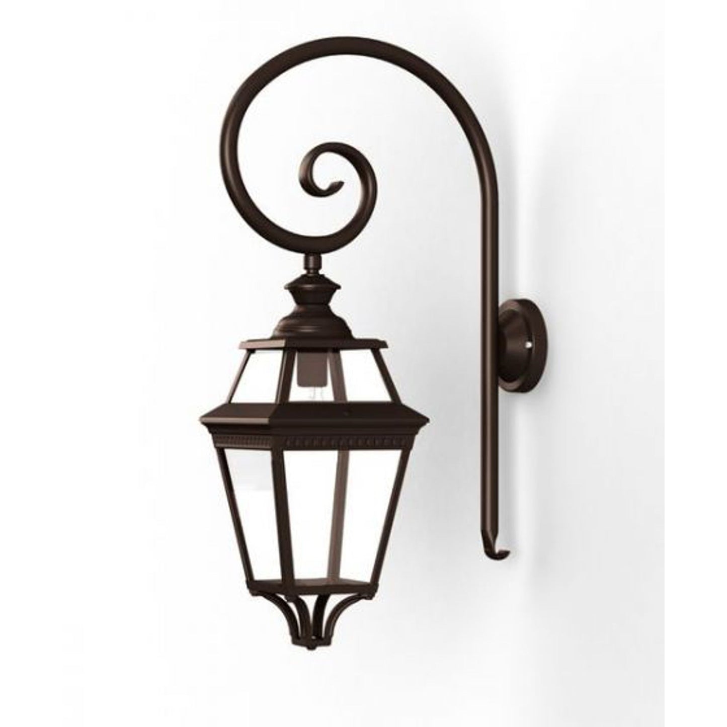 Place Des Vosges 3 Clear Glass Swan Neck Wall Bracket with Four-Sided Lantern