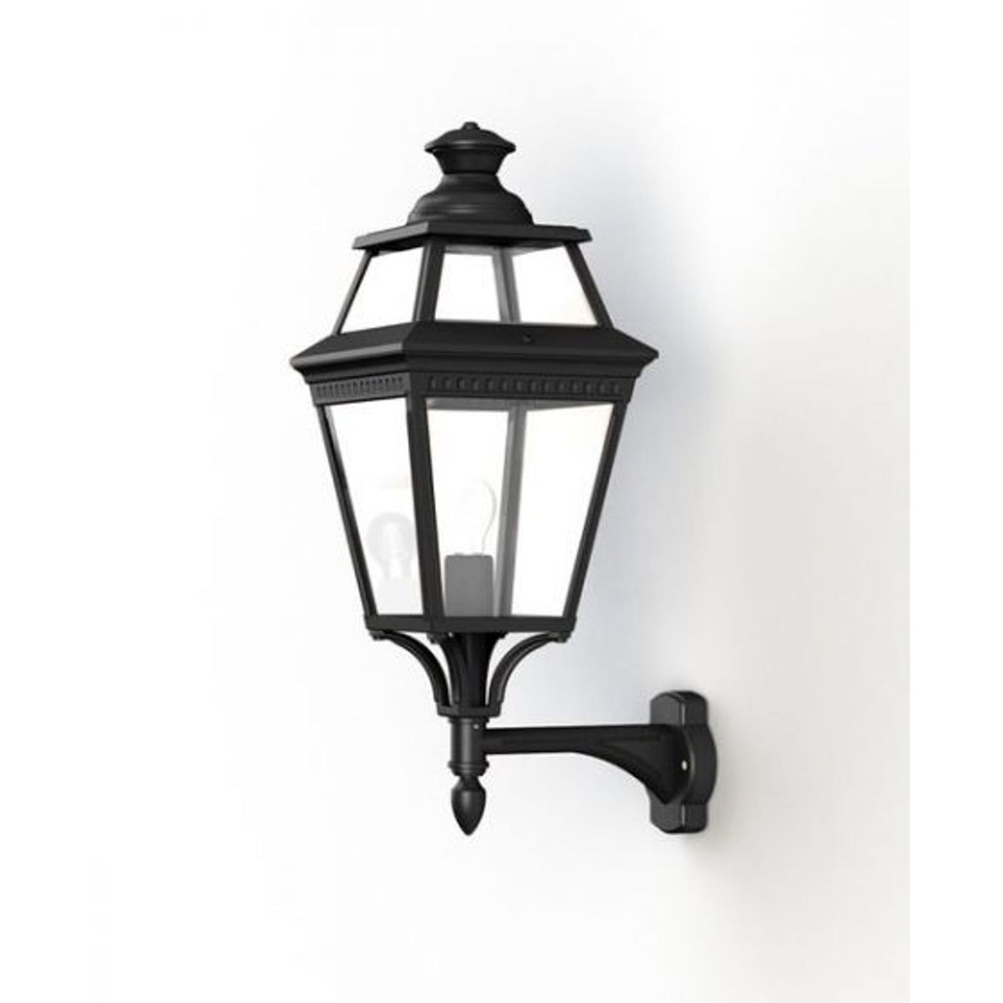 Place Des Vosges 3 Clear Glass Upwards Wall Bracket with Four-Sided Lantern