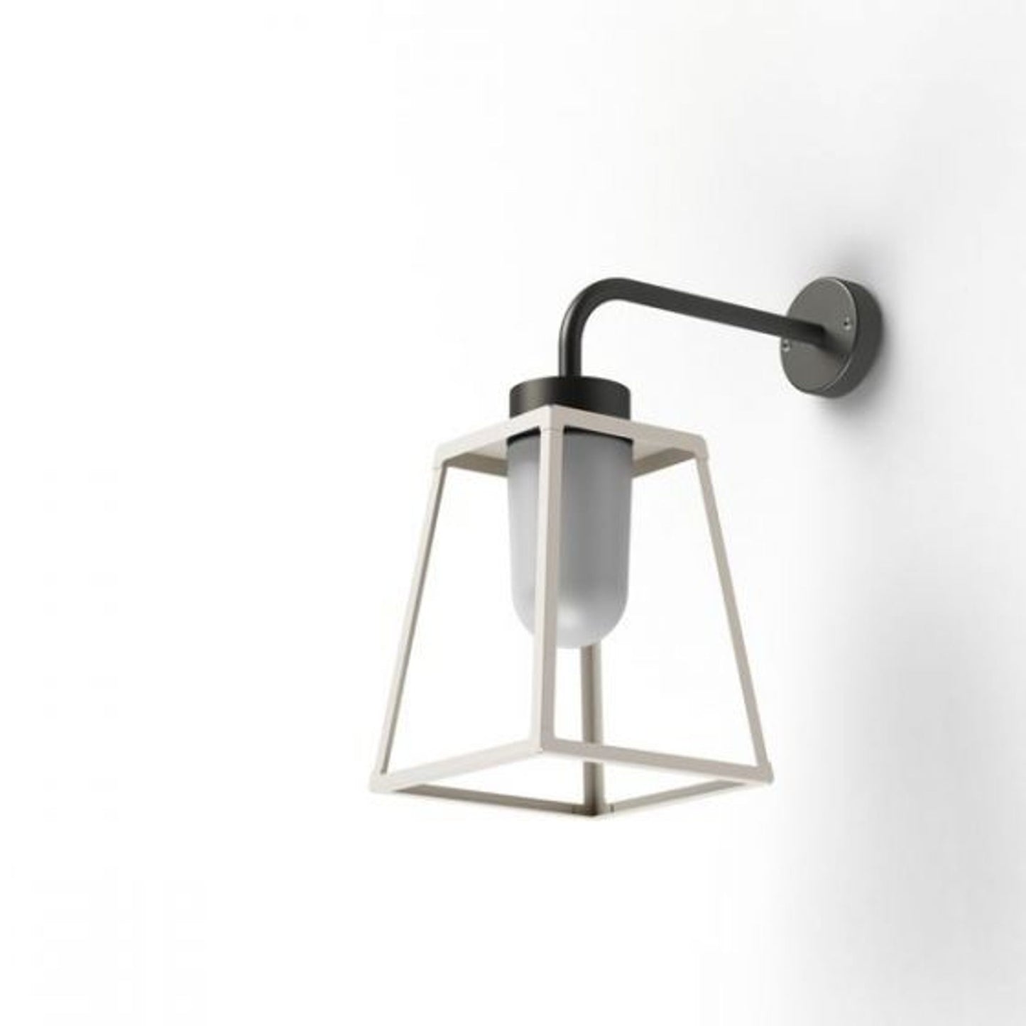 Lampiok Model 5 Wall Bracket Frosted Glass Lantern with minimalist lines style frame