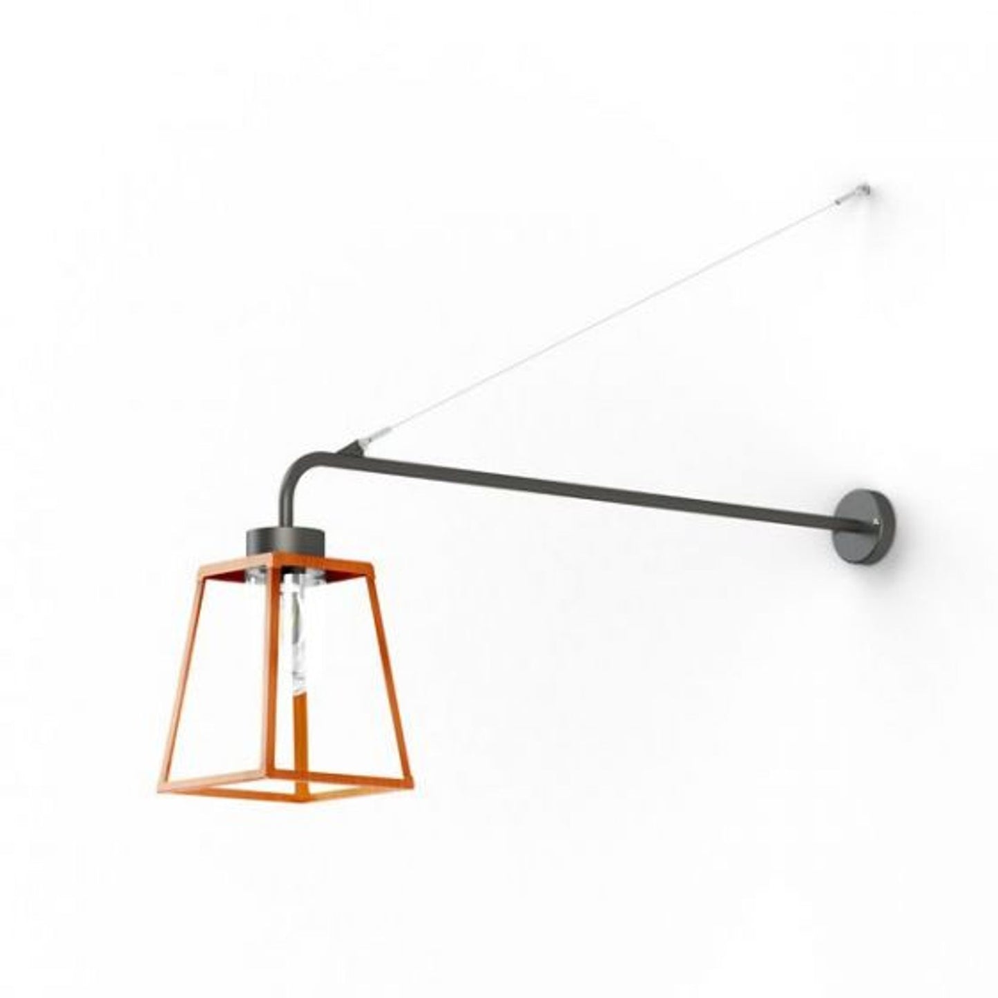 Lampiok Model 6 Extended Wall Bracket Clear Glass Lantern with minimalist lines style frame