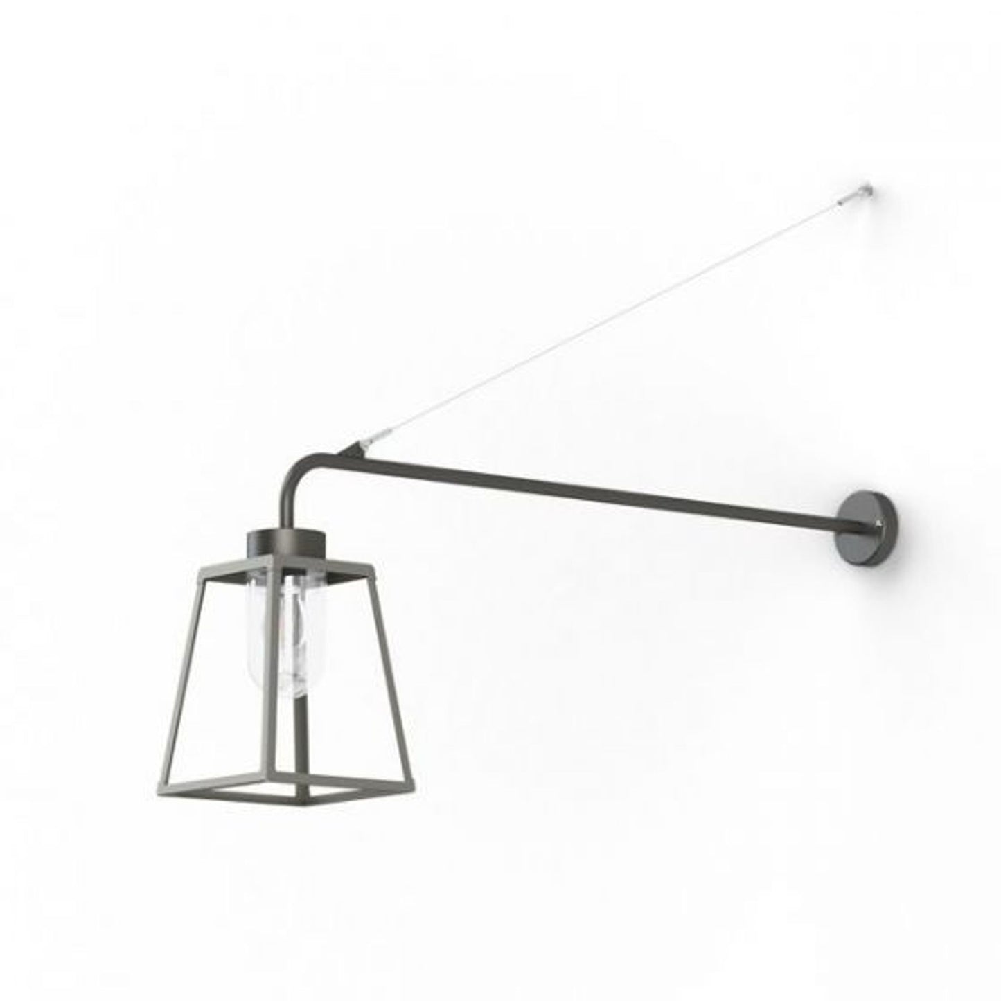 Lampiok Model 6 Extended Wall Bracket Clear Glass Lantern with minimalist lines style frame