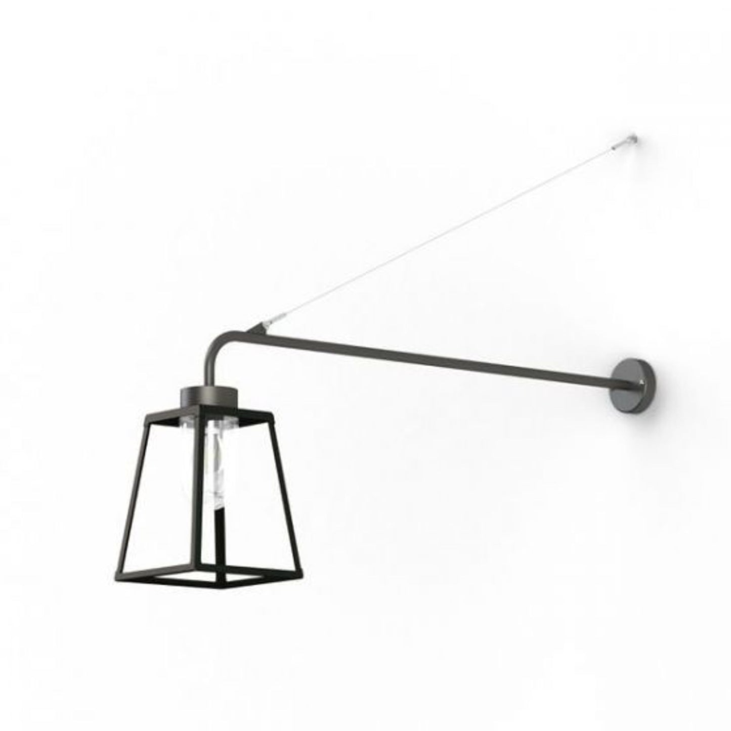 Lampiok Model 6 Extended Wall Bracket Clear Glass Lantern with minimalist lines style frame