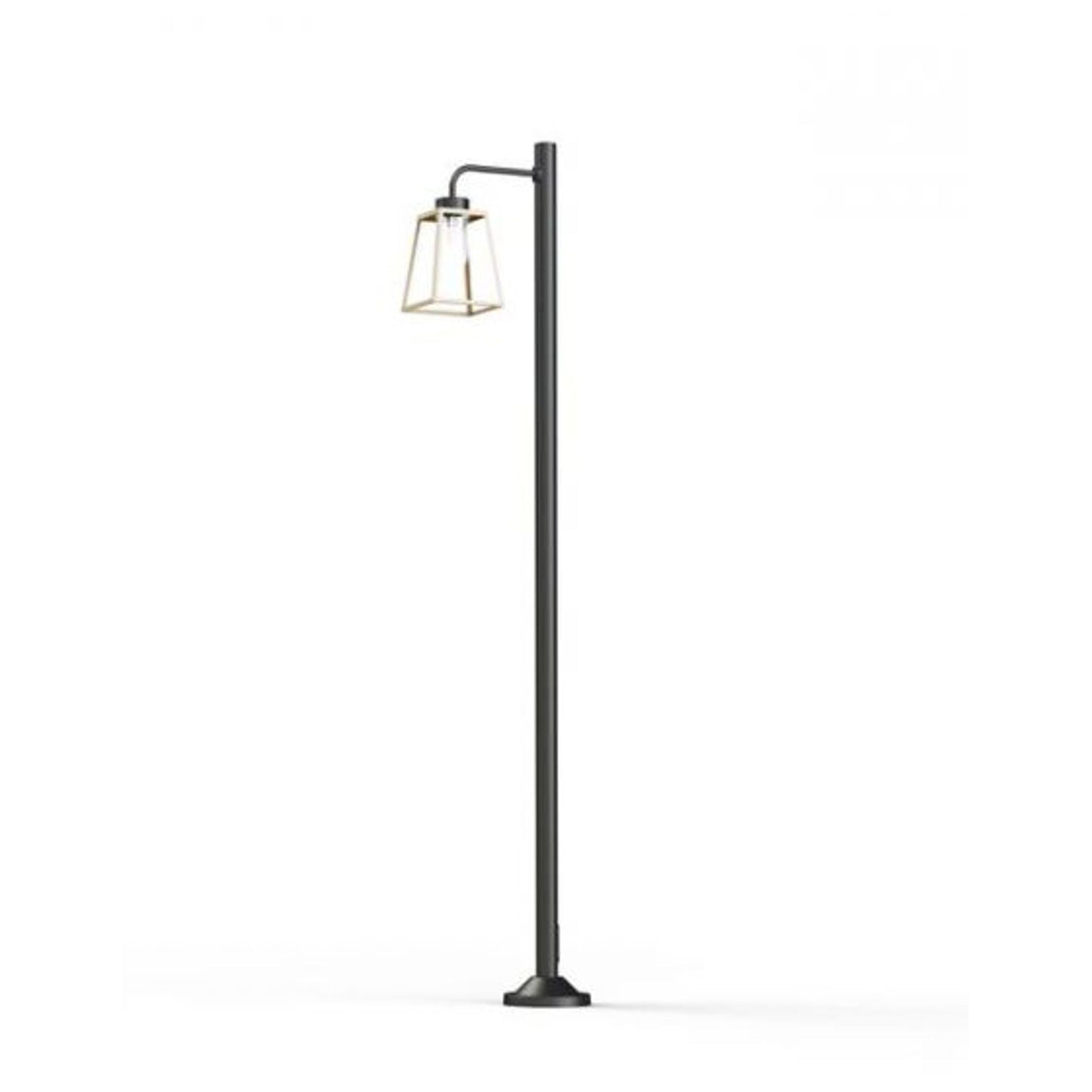 Lampiok Model 7 Large Single Arm Clear Glass Lamp Post with minimalist lines style lantern