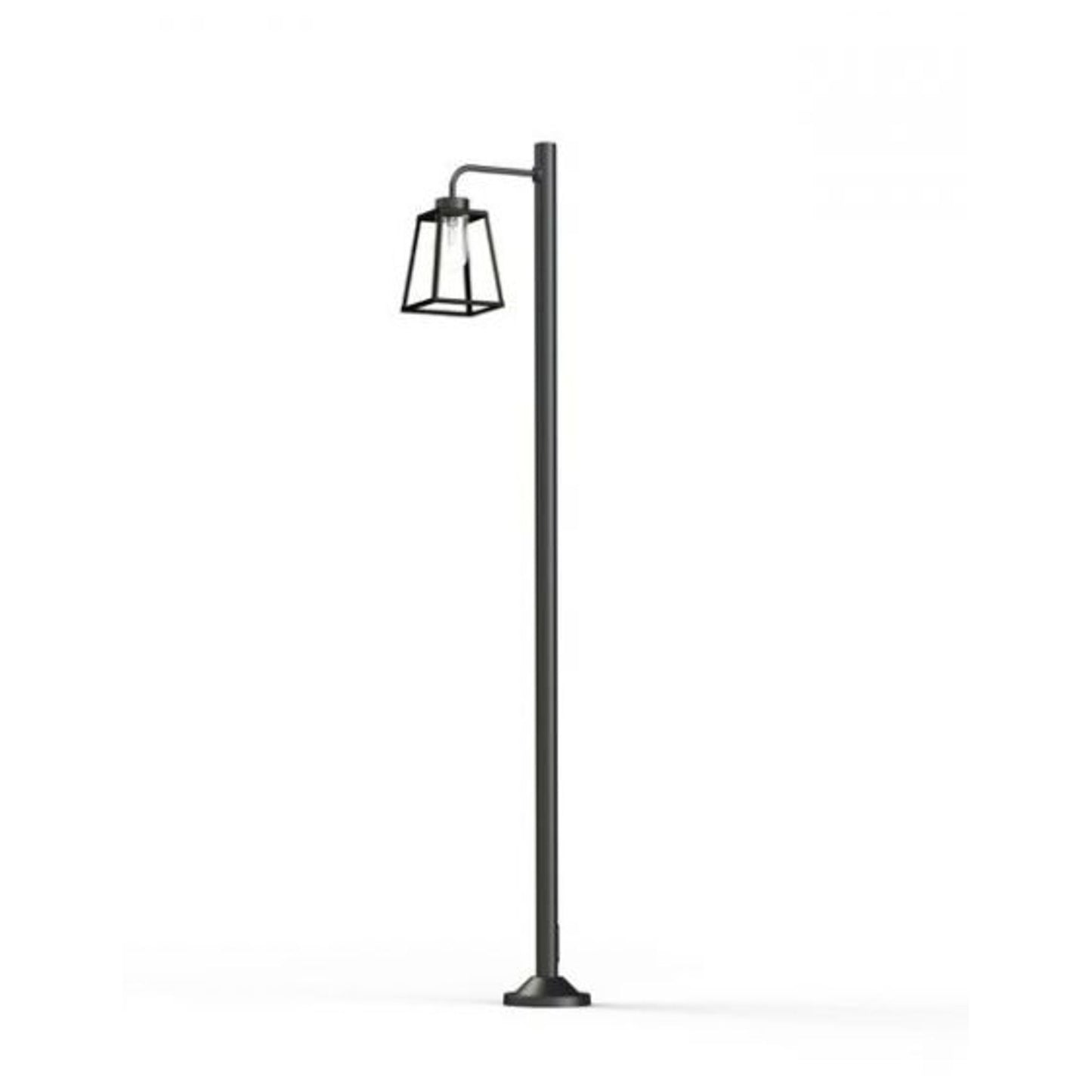 Lampiok Model 7 Large Single Arm Clear Glass Lamp Post with minimalist lines style lantern