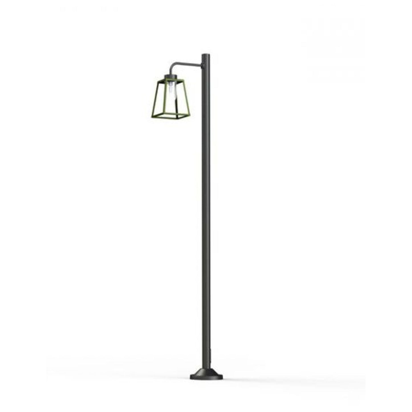 Lampiok Model 7 Large Single Arm Clear Glass Lamp Post with minimalist lines style lantern