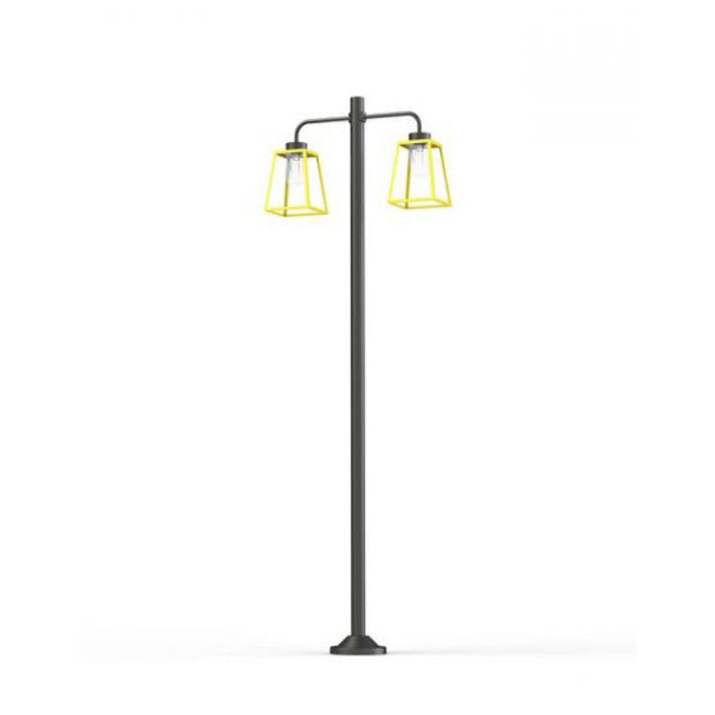 Lampiok Model 8 Large Double Arm Clear Glass Lamp Post with minimalist lines style lantern